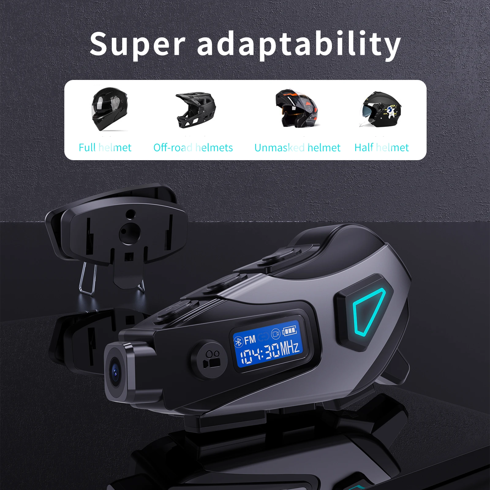 

K10 1080P HD Video Dashcam Wide-angle Lens FM+Bluetooth Motorcycle Helmet Headset Wireless Camera Waterproof motorbike Recorder