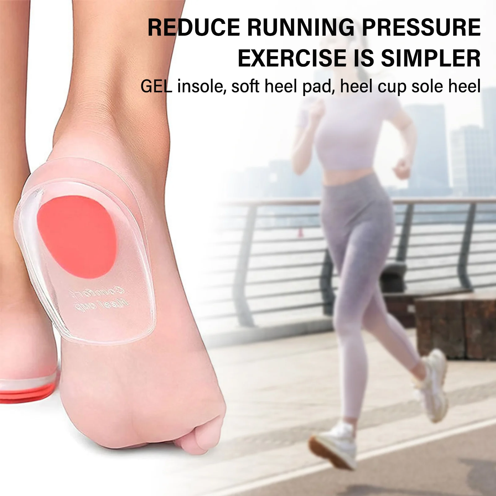 Gel Heel Cups Plantar Fasciitis Inserts Height Increase Shoes Pad for Women Men Daily Sport Use