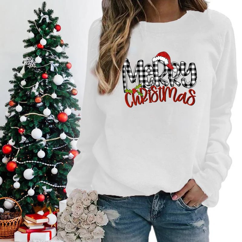 Vrolijke Kerstprint Sweatshirts Voor Dames Pullovers Met Ronde Hals Grafische Kerstcadeaus Casual Xmas Sweatshirts