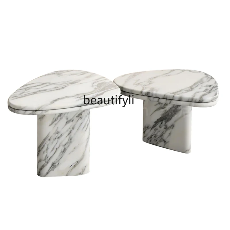 Big flower white coffee table marble French modern home living room Nordic luxury stone coffee table