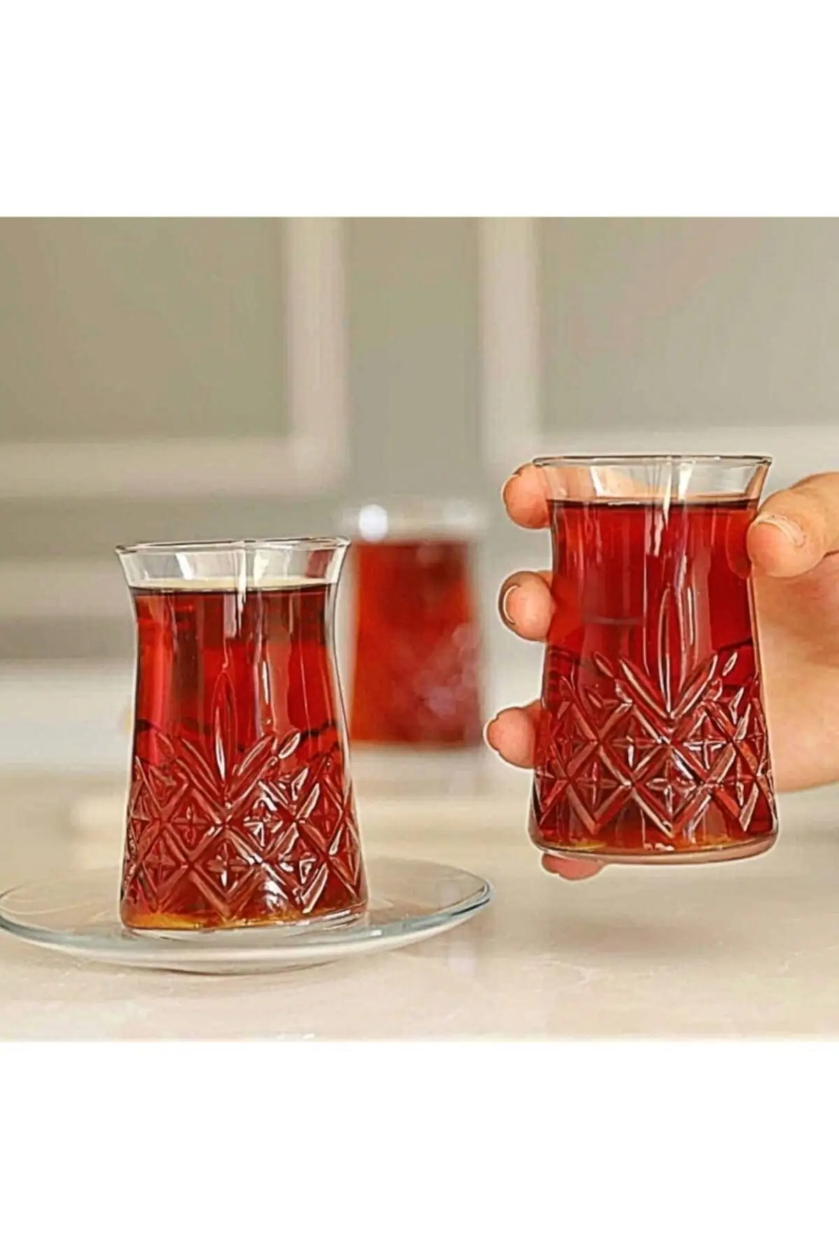 

DOLBOVI 12 Parça Pasabahce Timeless Tea Takımı Tea Cup Tea Plate-r English Tea Glass Cup