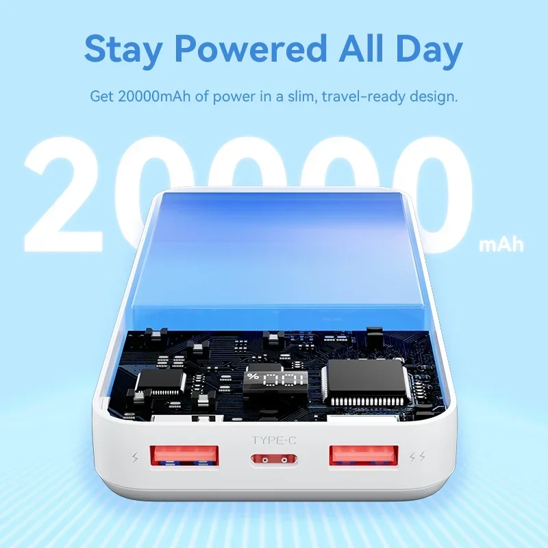 Power Bank 20000mAh Type C PD Fast Charging 22.5W Portable Power Bank Mobile Phone External Battery For iPhone Laptop Tablet Mac