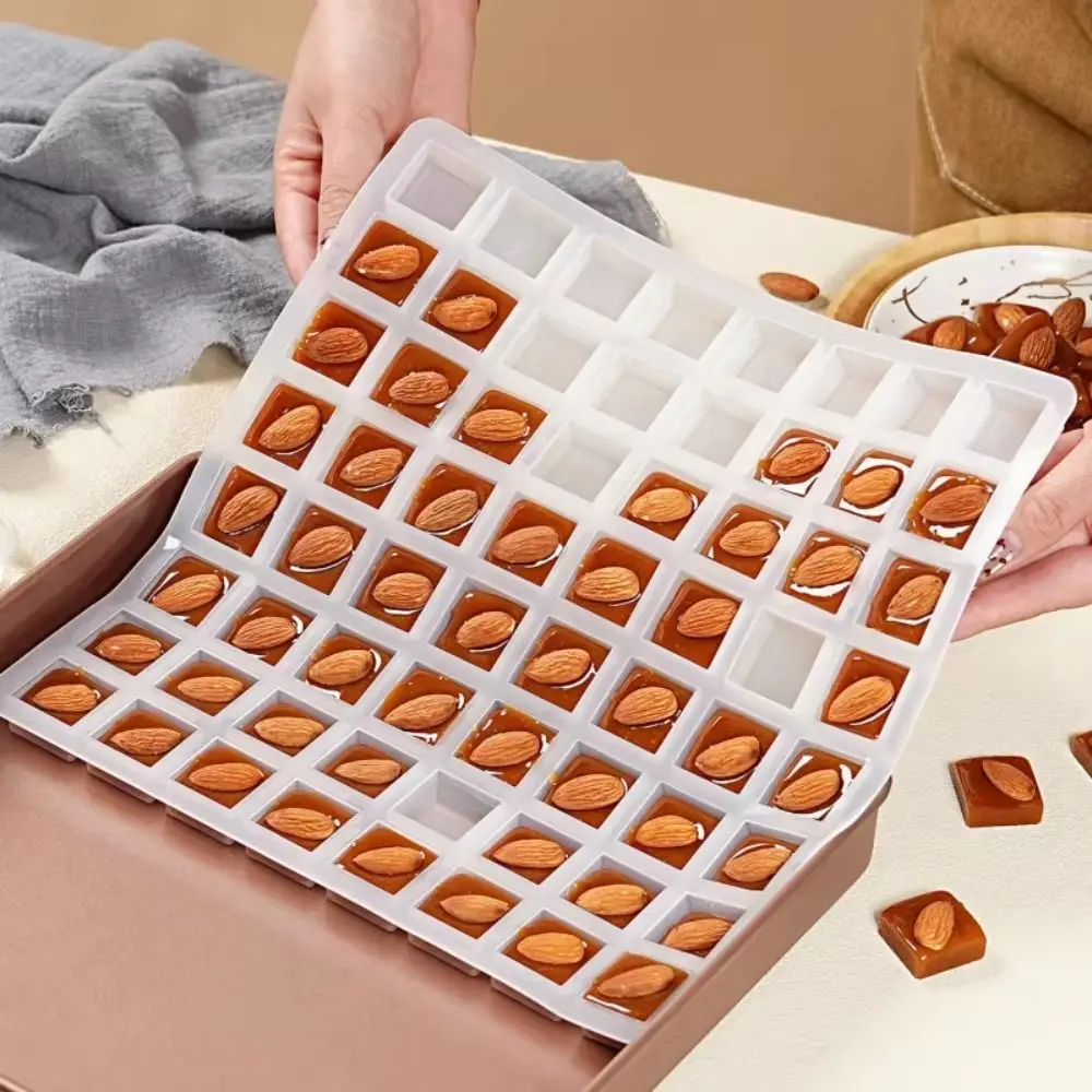42/56/64/80-Cavity Silicone Mold Square/Heart Shape Easy To Remove Chocolate Molds Non-Stick Durable Brown Sugar Mold
