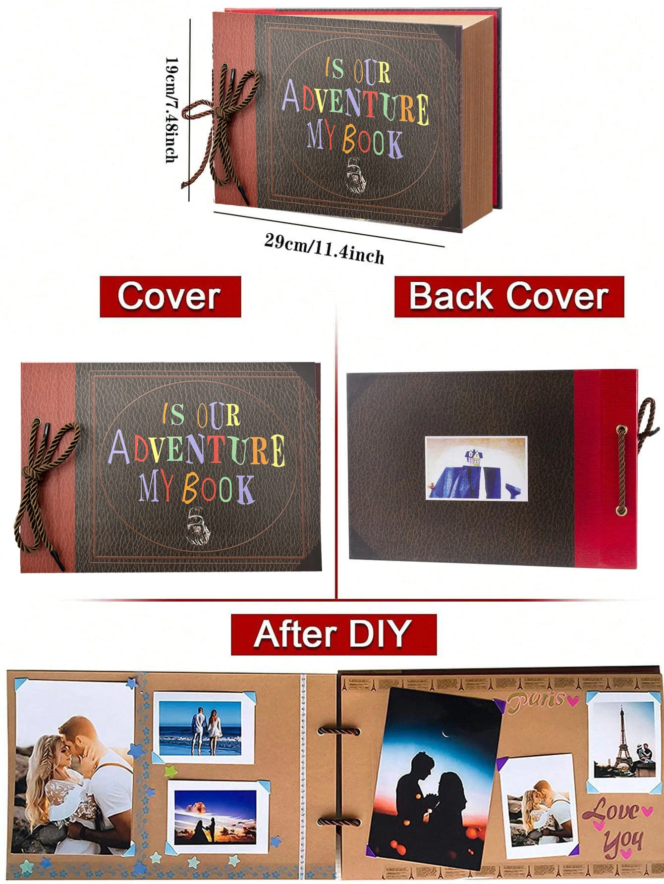 is Our adventure book scrapbook  Up handmade home scrapbook album can be expanded to 11.6x7.5 inches with 80 pages