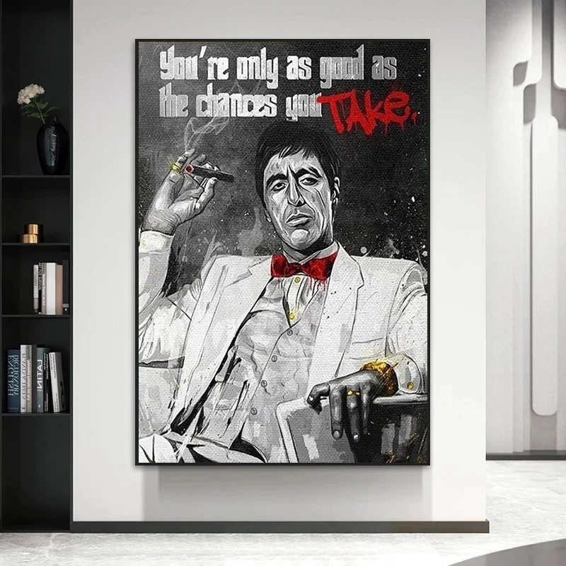 Scarface Tony Montana Series Motivational Quote Dollars/Money/Cash Canvas Painting Wall Pictures Bedroom Office Home Decoration