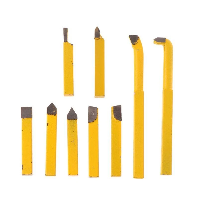 

9Pcs 8x8mm Tipped Lathe Metal Cutter Bit Cutting Tool Set Turning Boring
