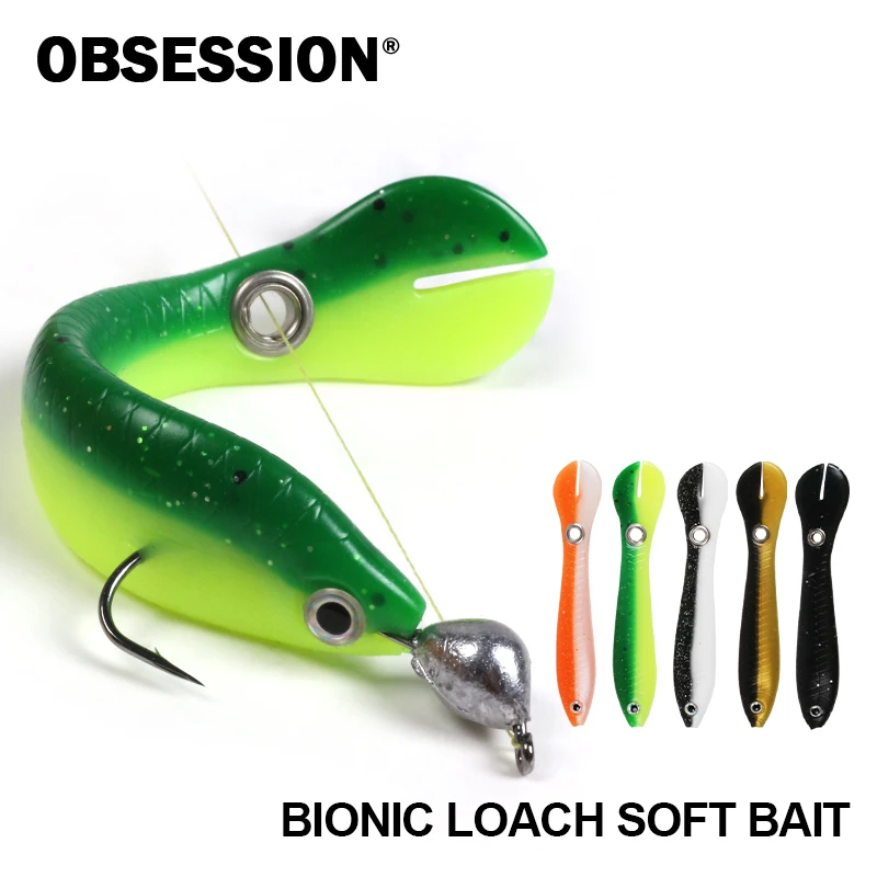 

OBSESSION 10pcs 6g10cm Loach Baits Bass Pike Trout Soft Fishing Bait Bouncing lure Simulation Bionic Silicone Tail Wobbler Lures