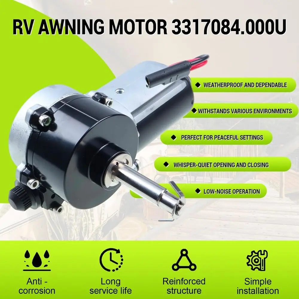 محرك مظلة RV 3317084.000U متوافق مع مظلات الطاقة من سلسلة Dometic 9200، استبدال #   3316605.001، 3316605.017 استبدال RV