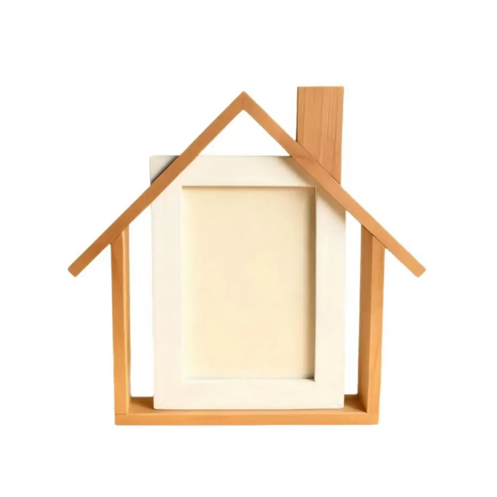 

Durable Photo Frame Handcrafted Wood House Photo Frame Tabletop Picture Frame for Family Mother Grandma Kids Wedding Gift Decor