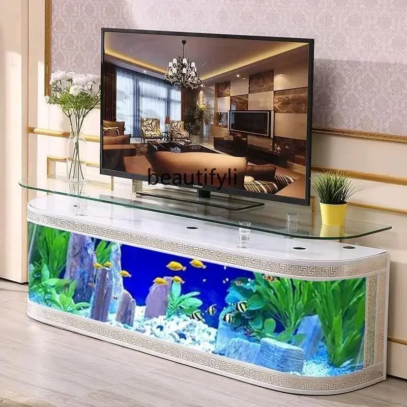 

TV Cabinet Fish Tank Living Room Home Glass Large Aquarium Creative Back Filter Customization