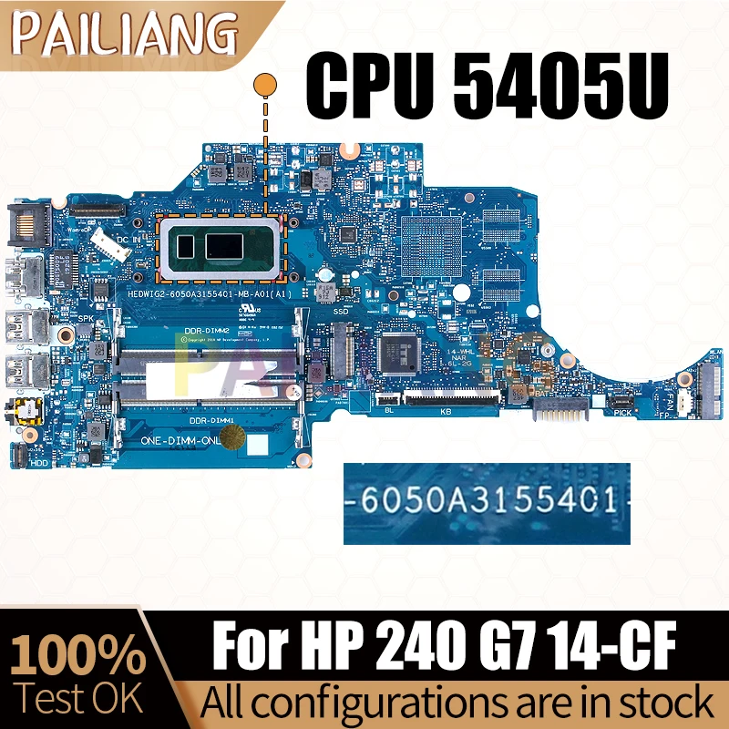 

For HP 240 G7 14-CF Laptop Mainboard 6050A3155401 L83332-601 SRFG1 5405U Notebook Motherboard Full Test