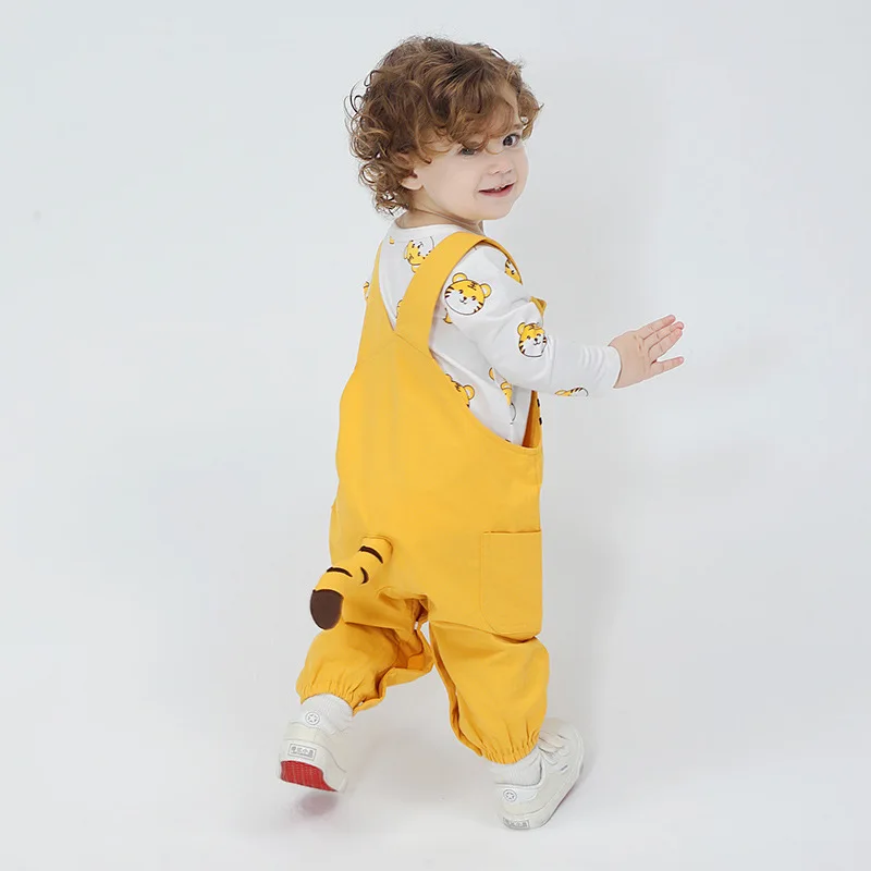 Autumn Baby Clothes Rompers Lovely Tiger Boys Girls Bodysuit Children\'s Set Stripe Top +Overall Cartoon Animal Jumpsuits 0-3 Y