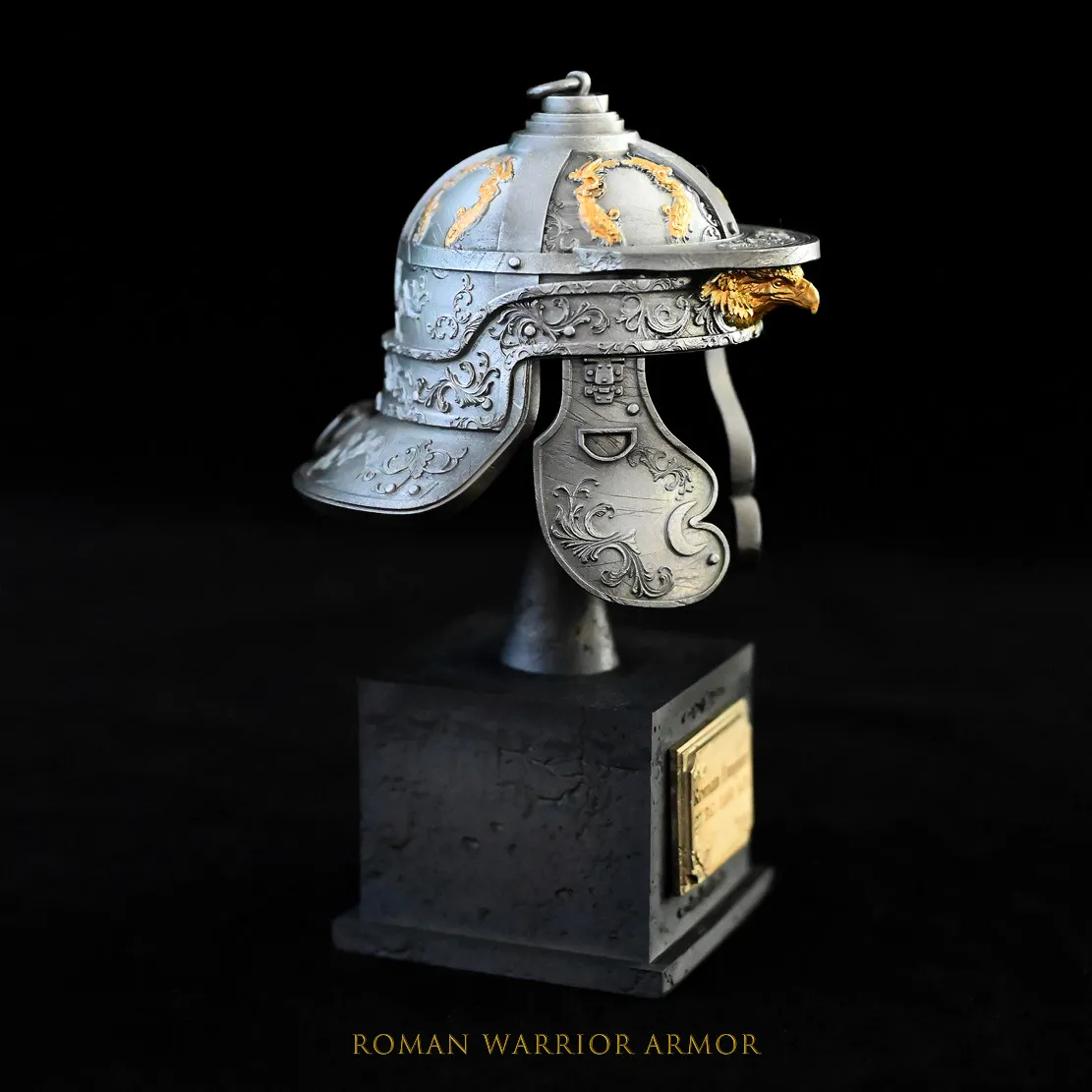 120MM Roman Soldier Helmet Handmade Epoxy Resin Miniature Figurine Desk Ornament Gift