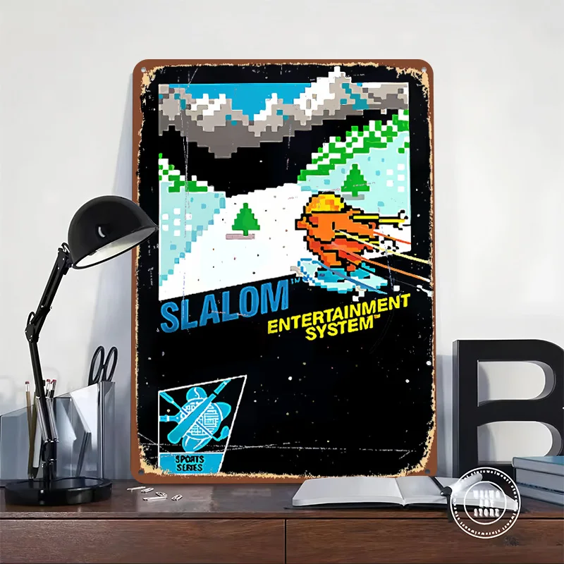 Concept Game Slalom Cartridge Tin Poster Customized Retro Wall Art Vintage Metal Signs for Room Office Decor Bedroom Decoration