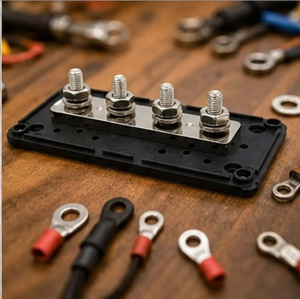 High Current Rated Bus Bar Dc 48V 300A 4 M8 Terminal Studs Glass Fiber Reinforced Nylon Distribution Block for Car