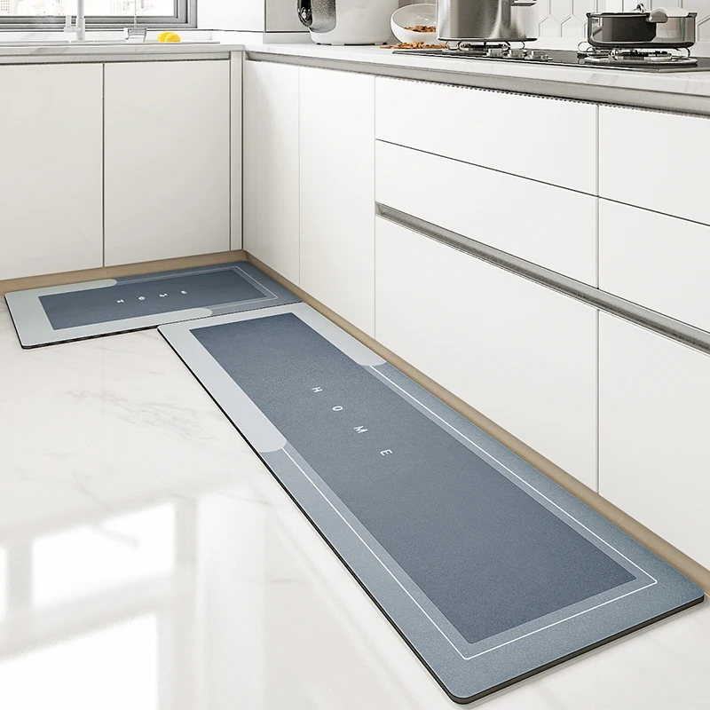 VIKAMA Simple Diatomite Two Sets of Floor Mats Bathroom Floor Mats Non-slip Water-absorbent Foot Mats Kitchen Draining Mats