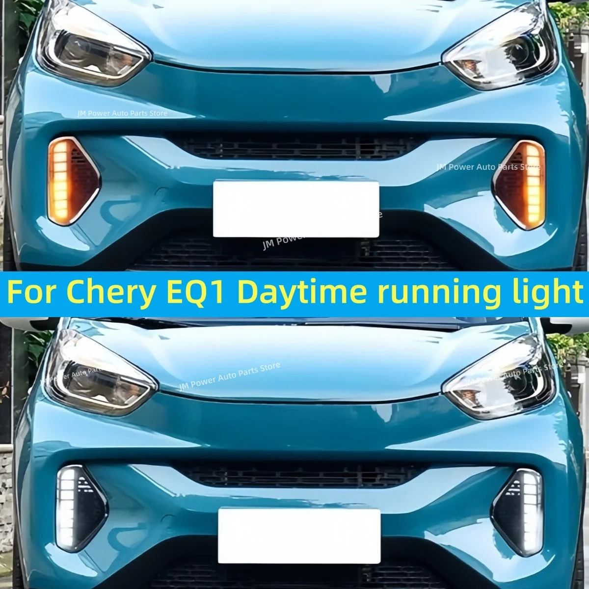 For Chery EQ1 Daytime running light Modification Three colors LED Front fog lamp Flashing turn signal lights Automobile parts