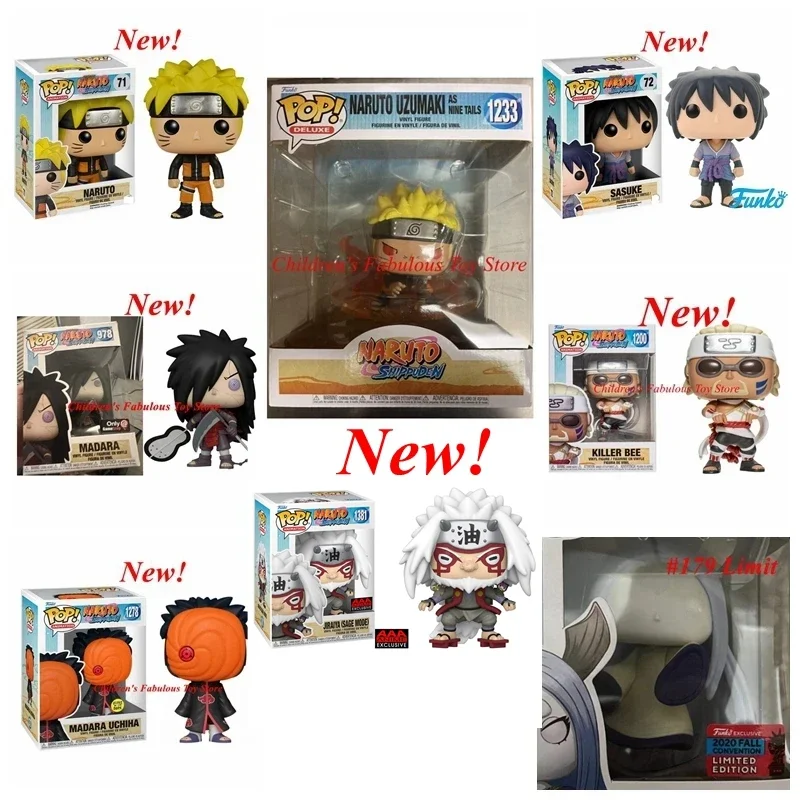 NEW FUNKO POP NARUTOes 71 Sasuke 72 179 978 Madara Uchiha 1200 1233 1278 1381 Action Figure Vinyl Collection Model Toy for Gifts