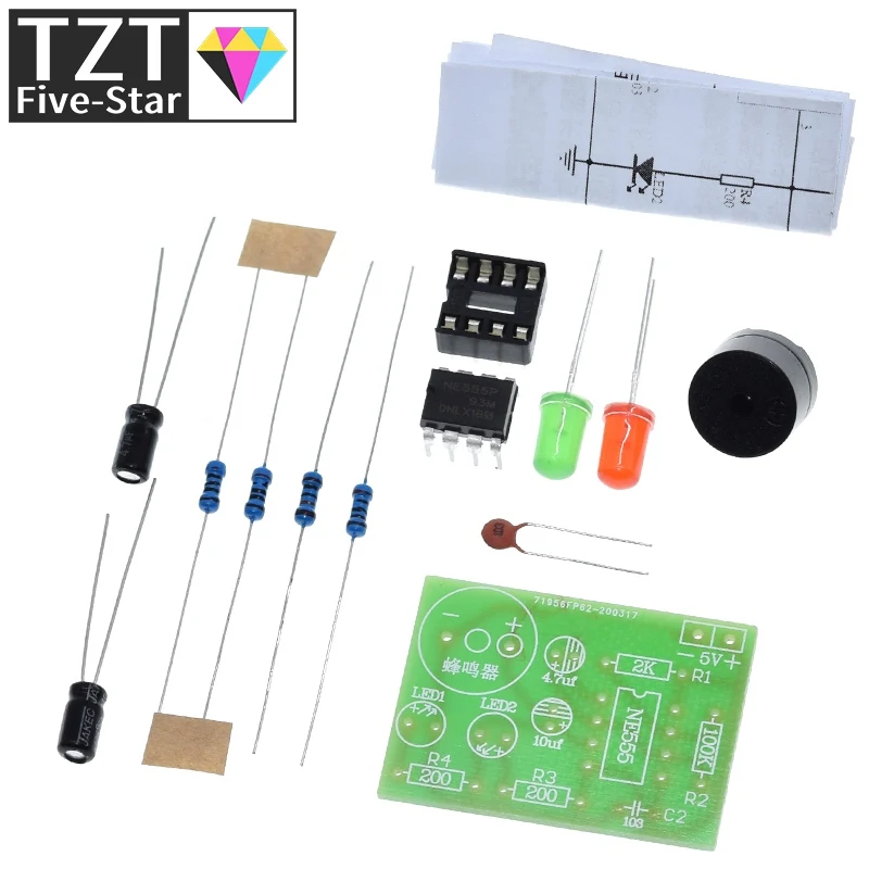 1/3 قطعة NE555 عدة الهزاز المتعدد NE555P دائرة ثابتة مصباح فلاش مزدوج لتقوم بها بنفسك عدة