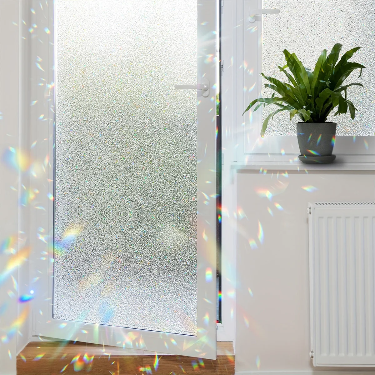 3D Shattered Bead Pattern Privacy Window Film Extra Wide Thickened Semi Transparent Static Cling for Home Bathroom Door Glass