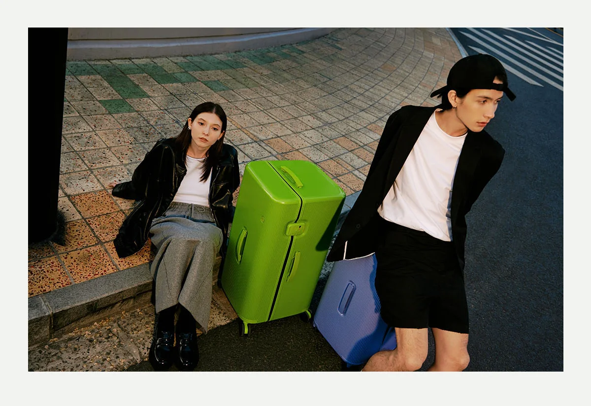 Maleta con ruedas de pistacho, equipaje