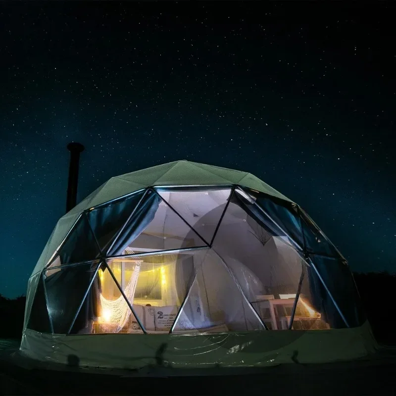 Starry Sky Outdoor Wild Luxury Dome Hotel Tent Camping Homestay Construction Starry Sky Tent Double-layer Insulation Spherical