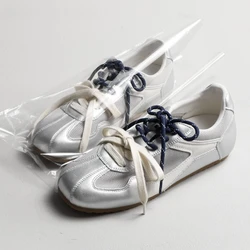 Women's sports shoes genuine leather retro German training shoes women's summer breathable mesh ballet flat casual shoes