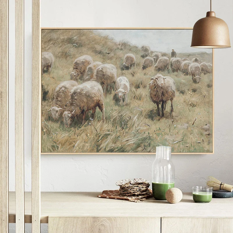 Vintage Jug Wild Flower Still Life Canvas Painting Neutral Country Kitchen Print  Moody Pear  Sheep Nursery Botanical Wall Decor