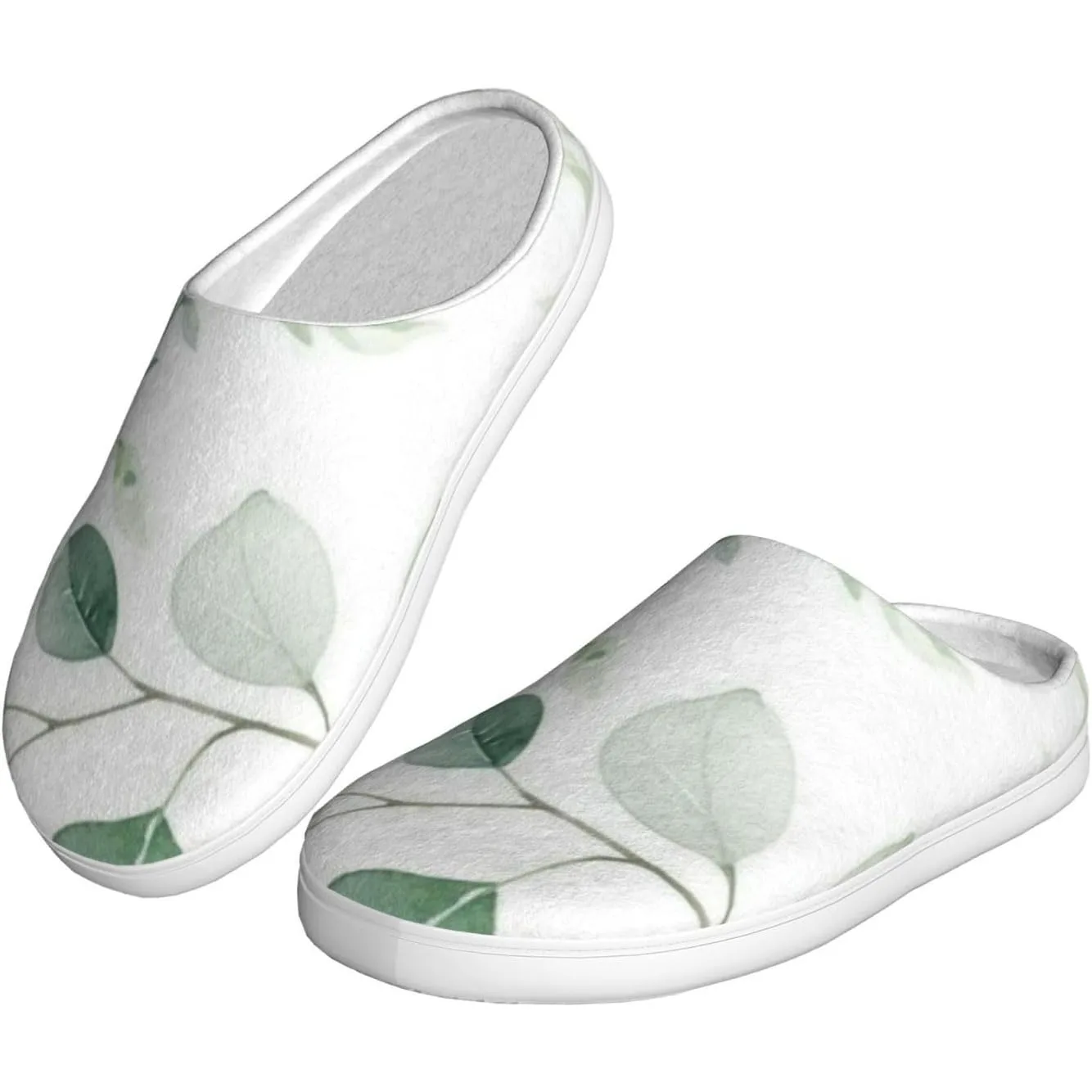 

Eucalyptus Leaves Women’s Cozy Slippers Soft Cotton Indoor & Outdoor House Slippers With Anti-Slip Sole