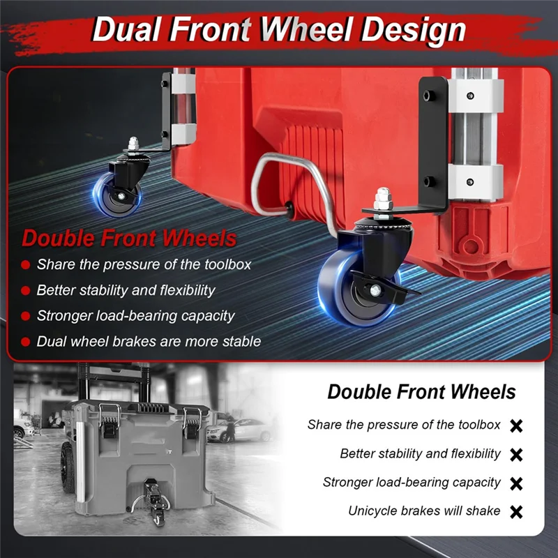 

B08B — модернизированные передние колеса из нержавеющей стали, 360° ° Дизайн двух колес — набор колес из 2 предметов для аксессуаров для ящиков для инструментов на колесиках