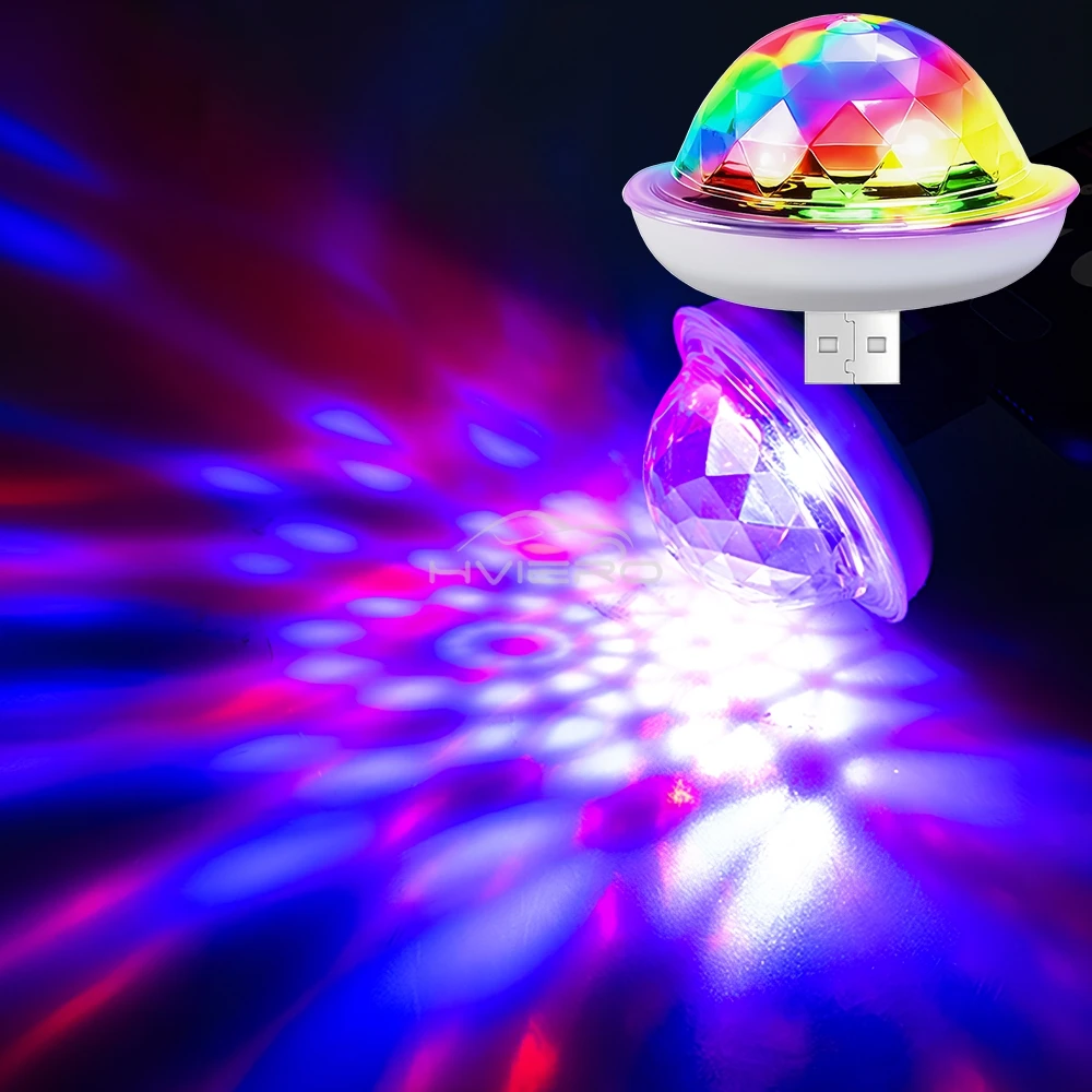 1 Uds. Luz ambiental Led USB para coche DJ RGB Mini sonido de música colorido interfaz de USB-C IOS fiesta de vacaciones Karaoke lámpara de
