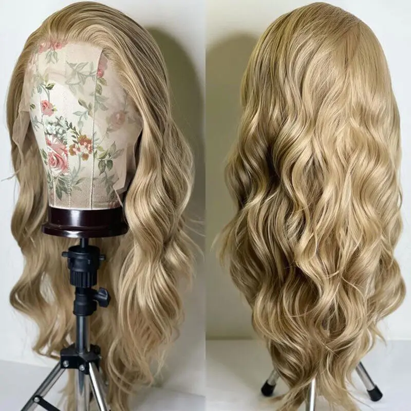 

Ash blonde Lace Front Wig Heat Resistant Synthetic Hair Long Wavy Wigs