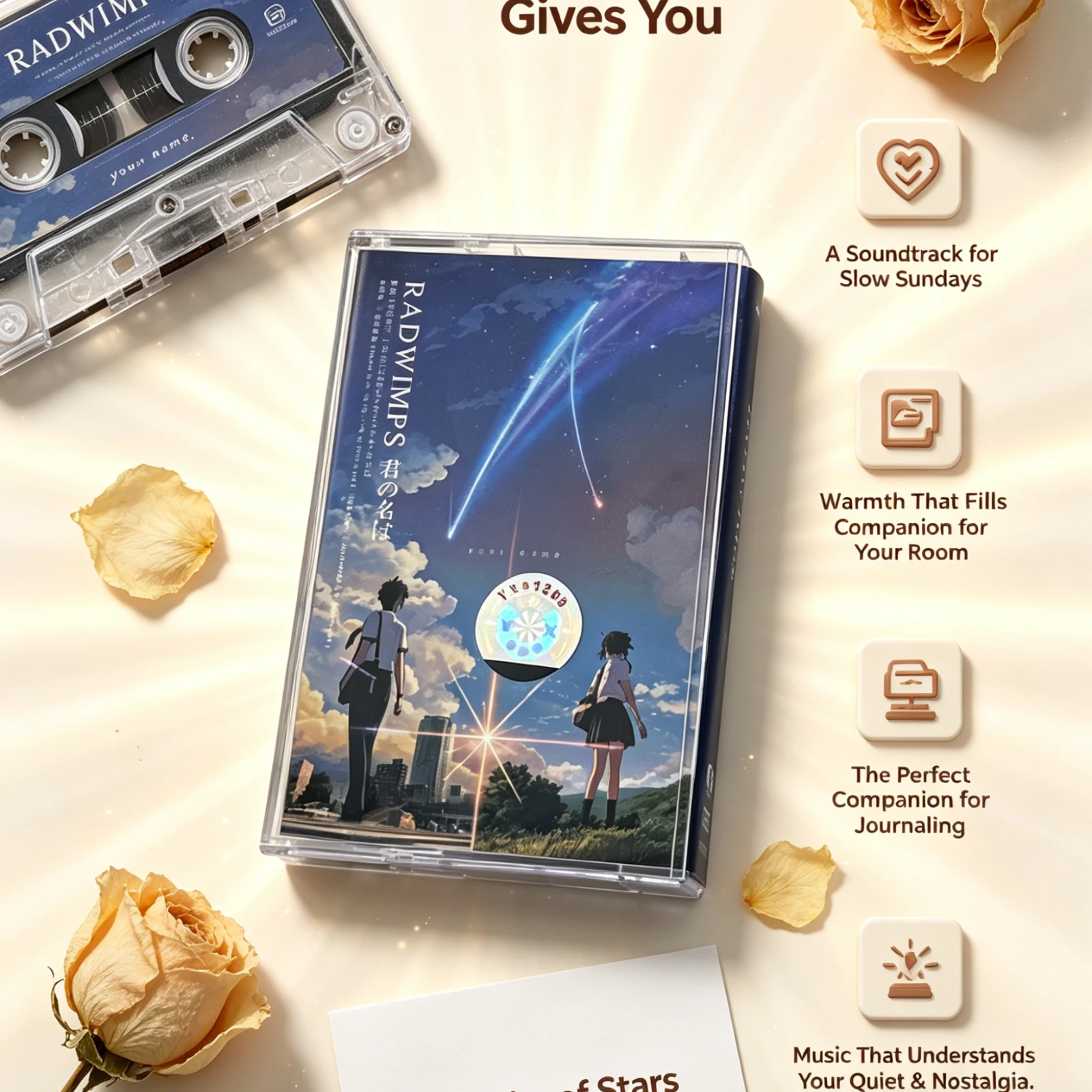 RADWIMPS Your Name. Anime OST Cassette Tape with Art Card Retro Collectible Gift for Fans view 3