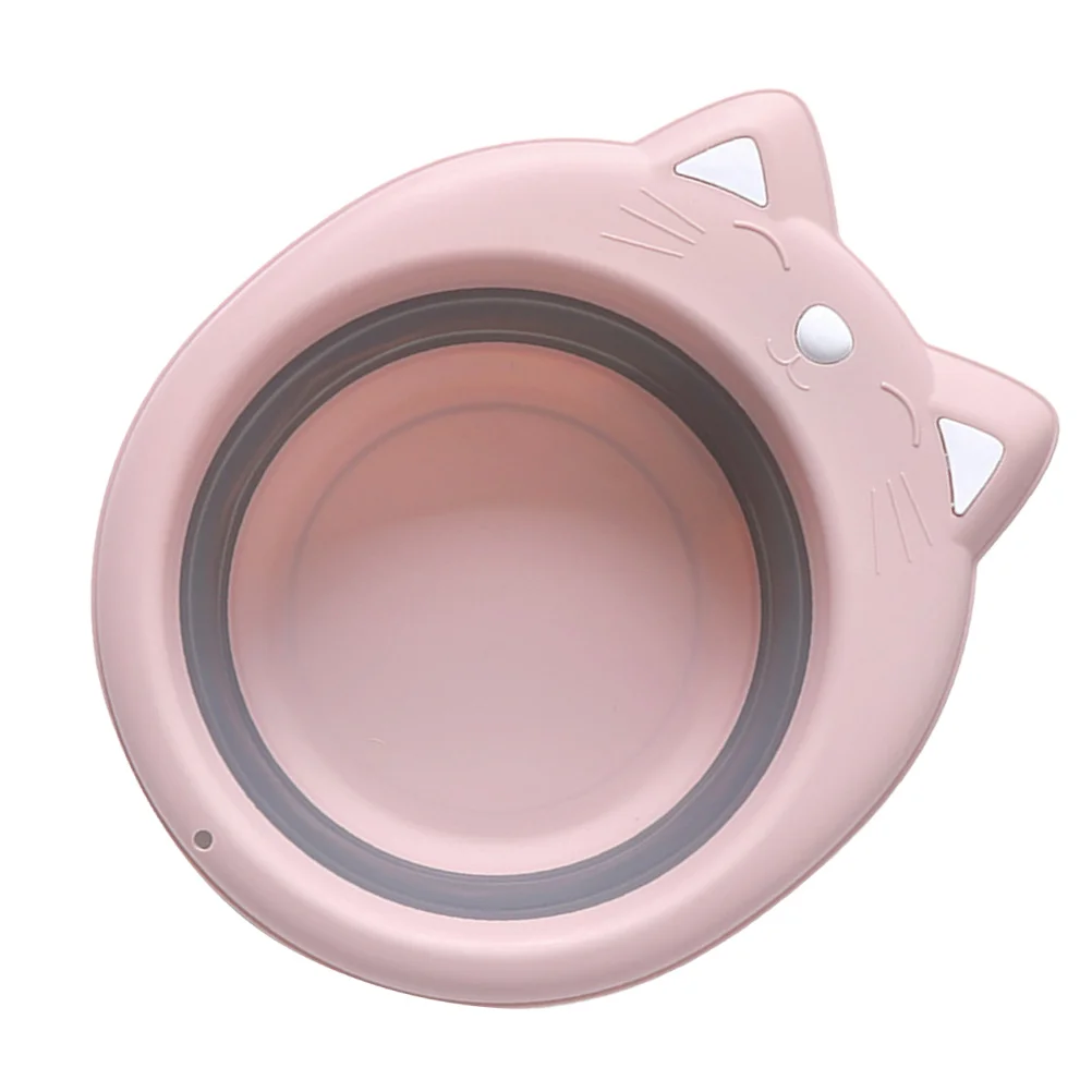 

1pc Cat Shape Folding Washbasin Portable Wash Basin For Travel Pp Material Washbasin Pink Home Daily Use