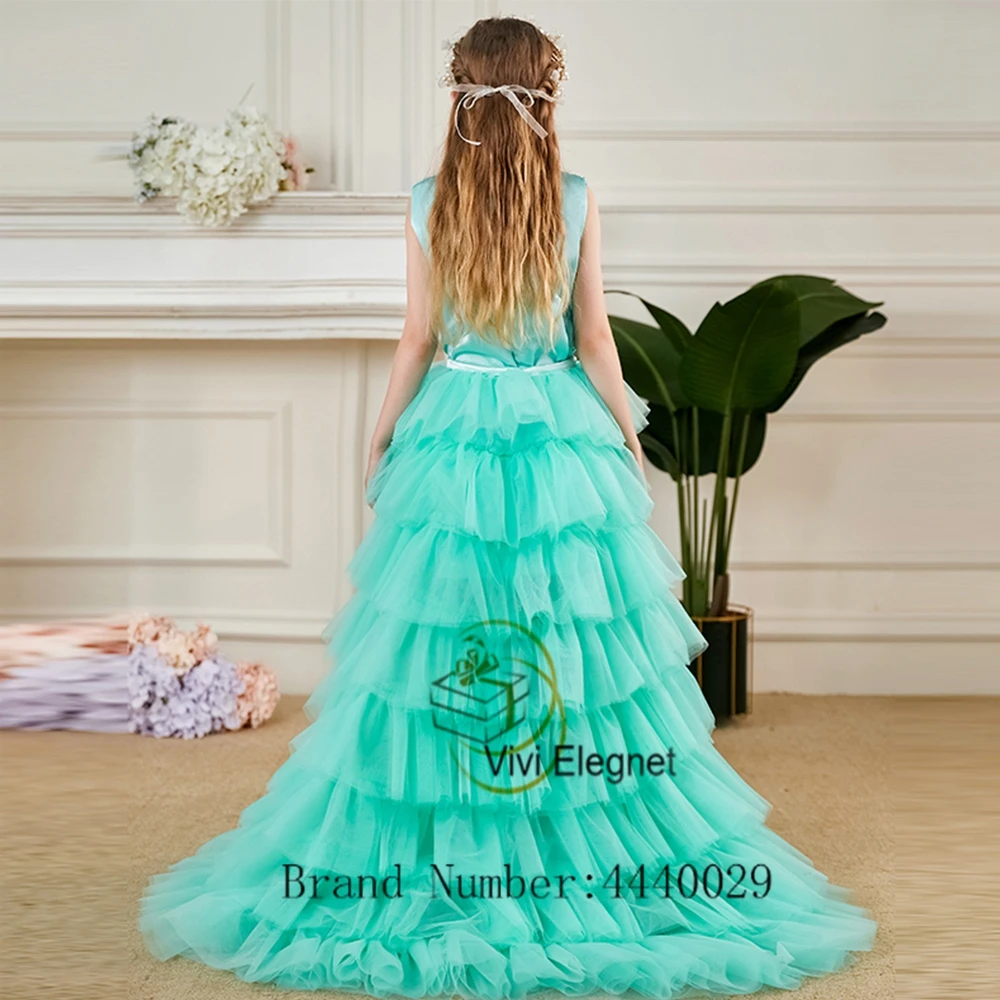 Cute Sleeveless Flower Girl Dresses with Sequined 2023 Summer New Knee Length Wedding Party Gowns for Girls فساتين اطفال للعيد