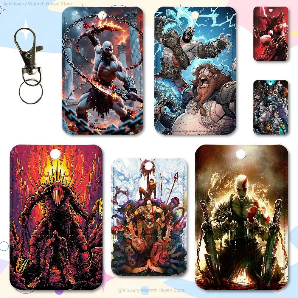 

Game G-God of W-War Cute Cartoon Card Keychain Anime Fashion Pendant Bag ID Door Card Case Bus Card