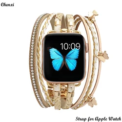 Metal Strap for Apple watch Band Pearl Bracelet Chain Iwatch Ornament Butterfly for Iwatch 87654321SE Ultra 40 41 44 45mm Women