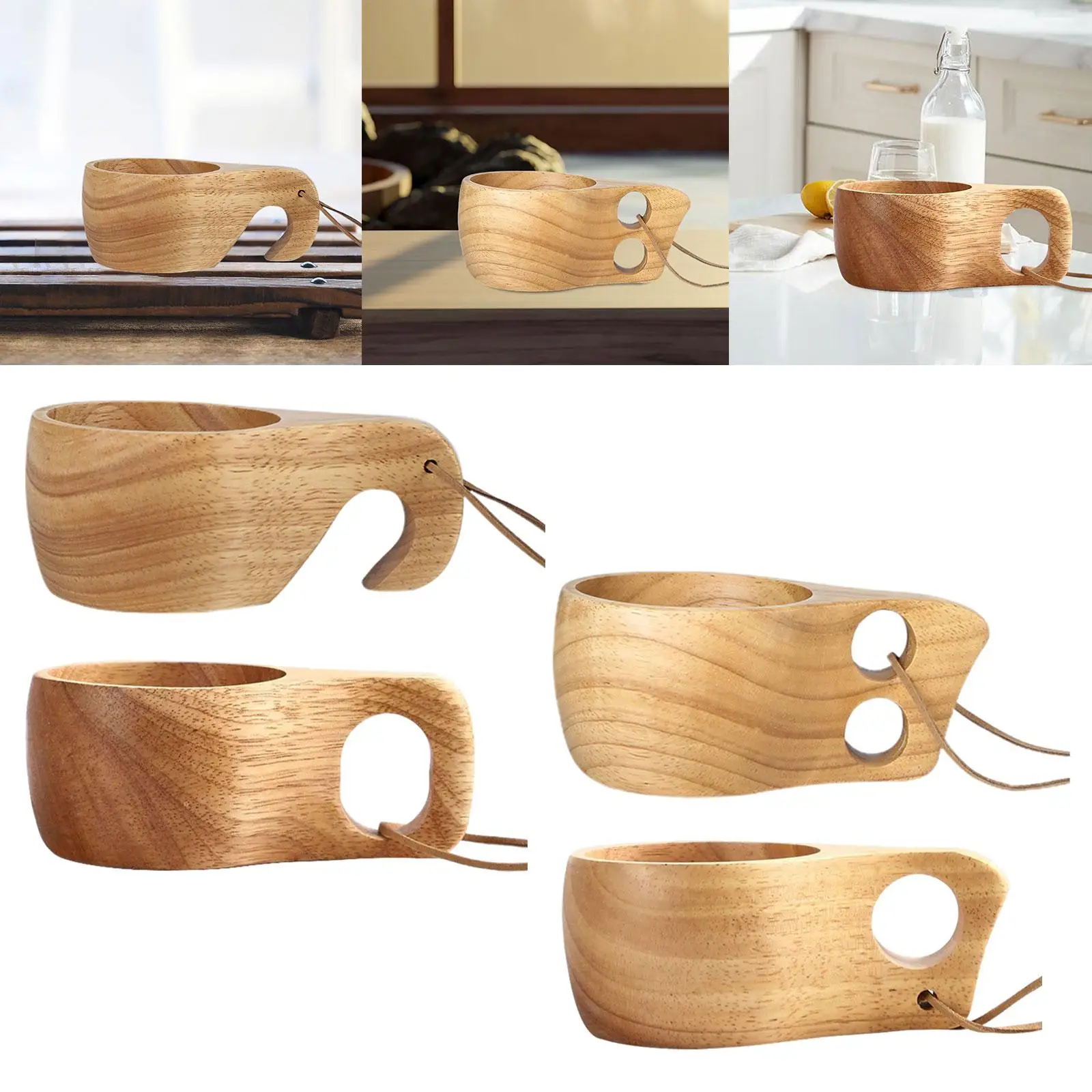 كوب حليب خشبي خفيف الوزن ومحمول للنزهات المنزلية الخارجية #4