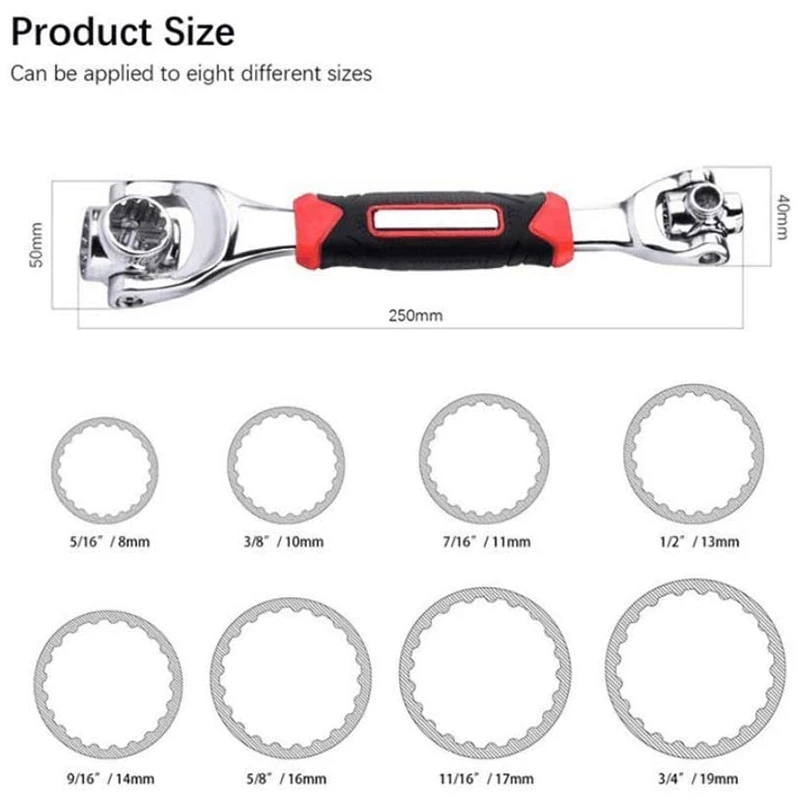 Eight-In-One Multi-Function Socket Wrench Universal Wrench Universal Rotating Multi-Head Wrench Dog Bone