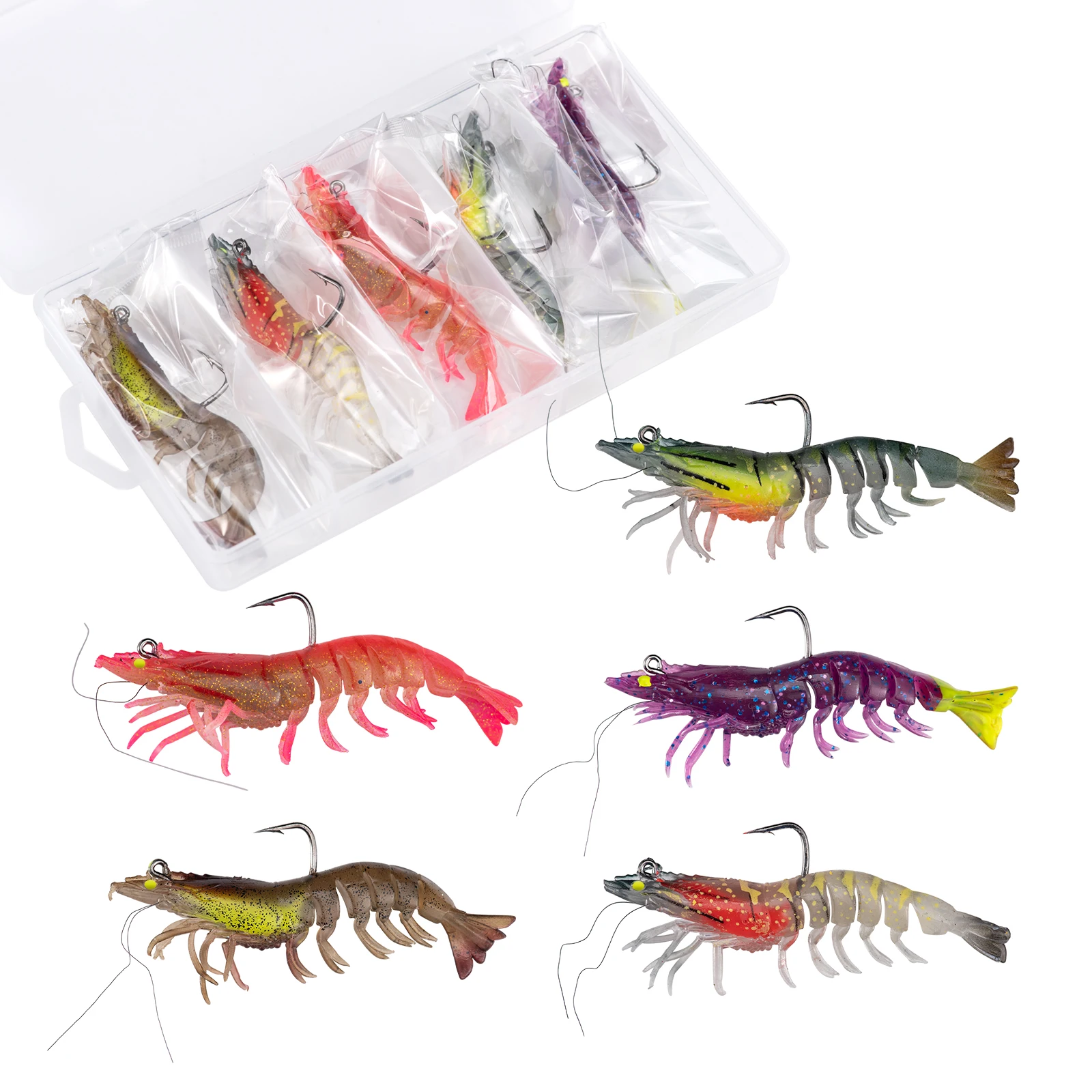 

Goture 5/10pcs 9cm 12g Luminous Shrimp Soft Bait Artificial Soft Prawn With Hook Jigs Lure Fishing Tackle Accessories