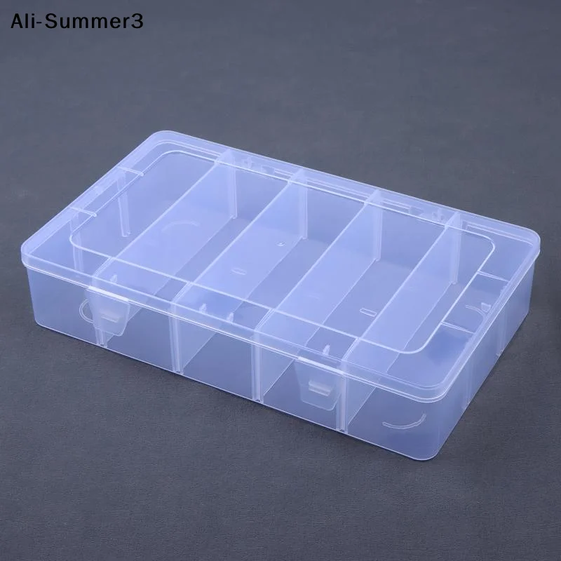 【Av】2PCS/3PCSClear Plastic Storage Box With Adjustable Grids And Transparent Design Perfect For Organizing Jewelry