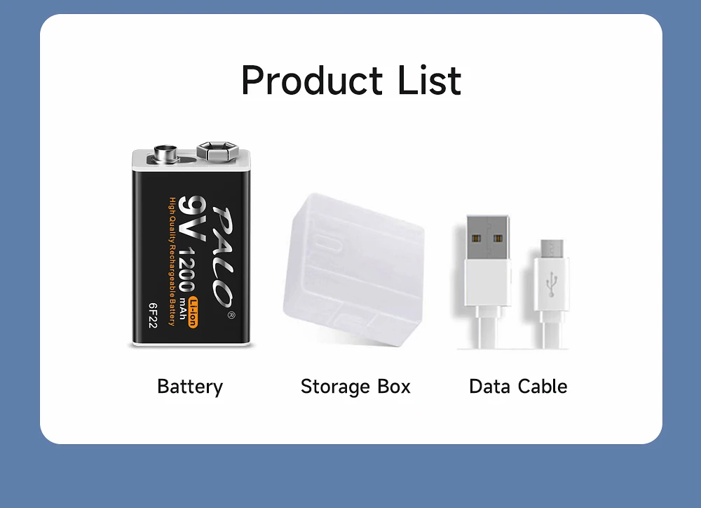 Palo 9V Akku 1200mah 6 f22 Micro USB 9V Li-Ionen Lithium Batterien für Multimeter Mikrofon Spielzeug Fernbedienung ktv – Detail 17