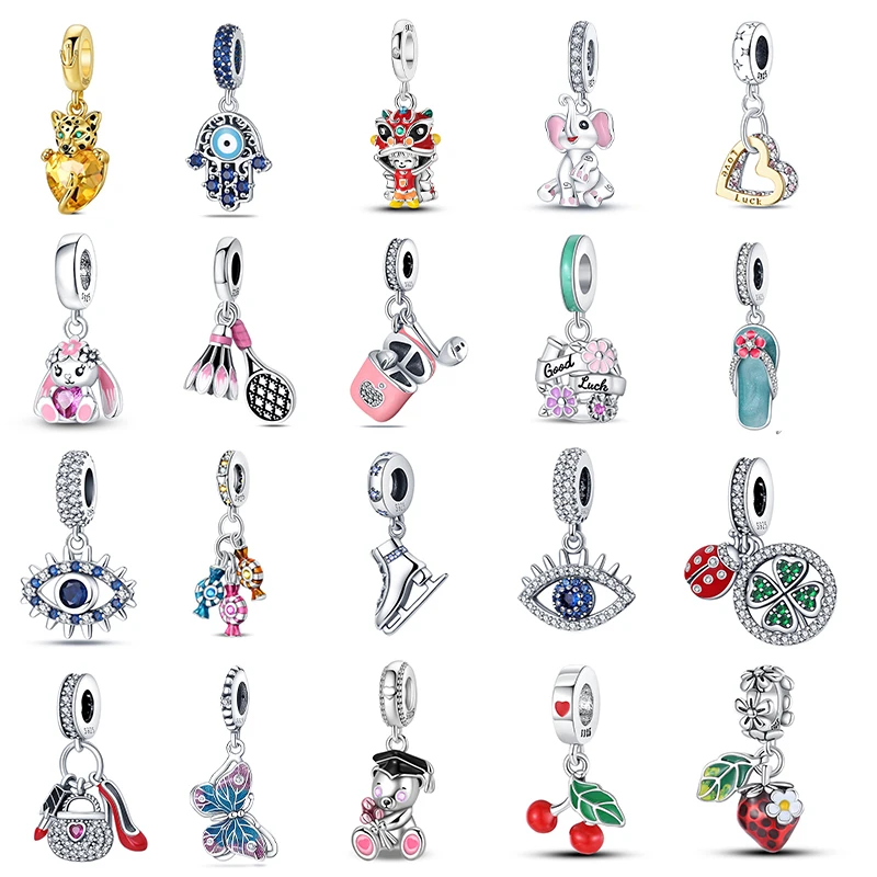 

925 sterling silver star apple rabbit metal pendant eye sparkling gemstone bead pattern pendant original DIY bracelet necklace