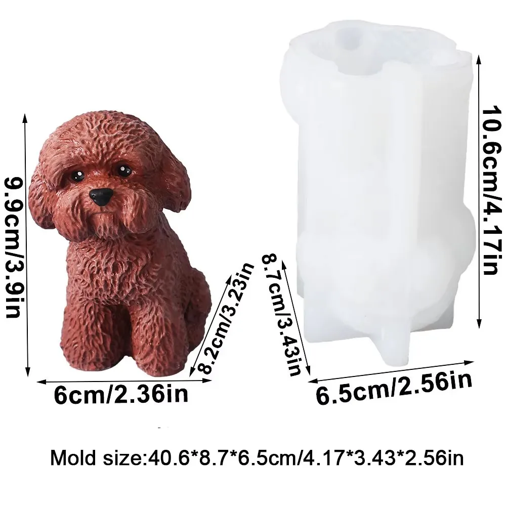 Cute Teddy Dog Animal Pinching Candle Mould Gypsum Pendant Handmade Glue Drip Puppy Silicone Mold Handicrafts Home Furnishings view 6