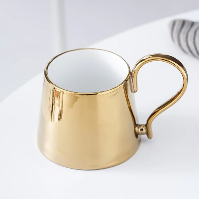 Electroplated Light Luxury Nordic Mug Ceramic Coffee Cup Cups Personalized Gifts Cup for Tea Christmas Mugs Free Shipping Travel