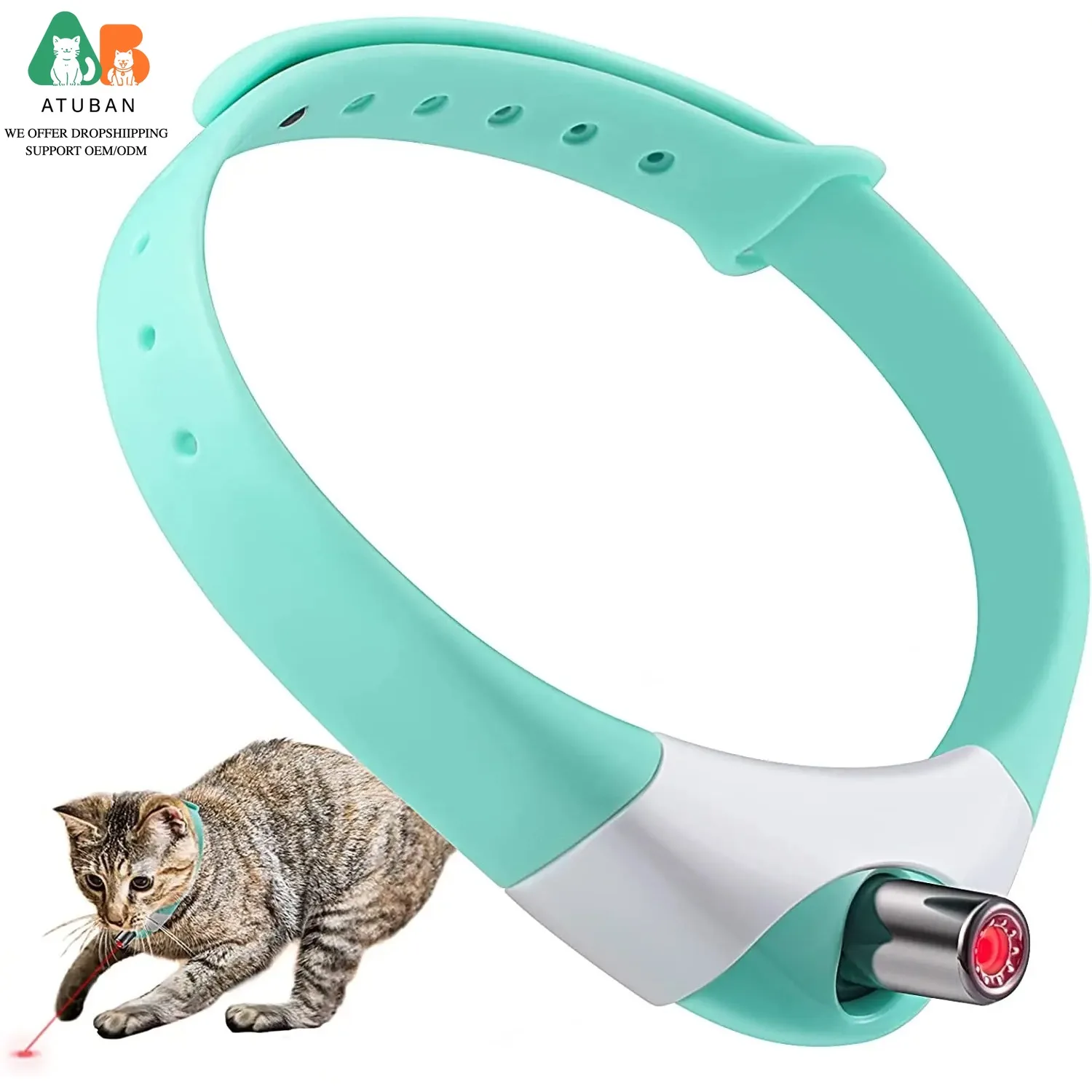 

Умный лазерный ошейник ATUBAN для кошек, электрический интерактивный ошейник-игрушка для котят, развивающие игрушки для домашних животных