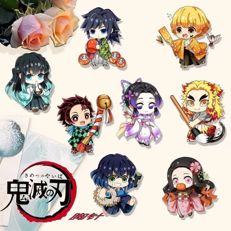 Demon Slayer Anime Niedliche Brosche, Schmetterling Shinobu, Tanjiro, Zenitsu & Kanao Cartoon-Pins, 2D-Abzeichen für Taschen & Kleidung