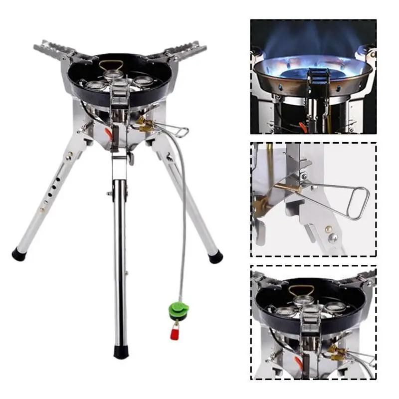 BRS69 Camping Burner Stove Outdoor Propane Stove Burner Stand Universal Cooking Accessories With Brackets And Adjustable Height