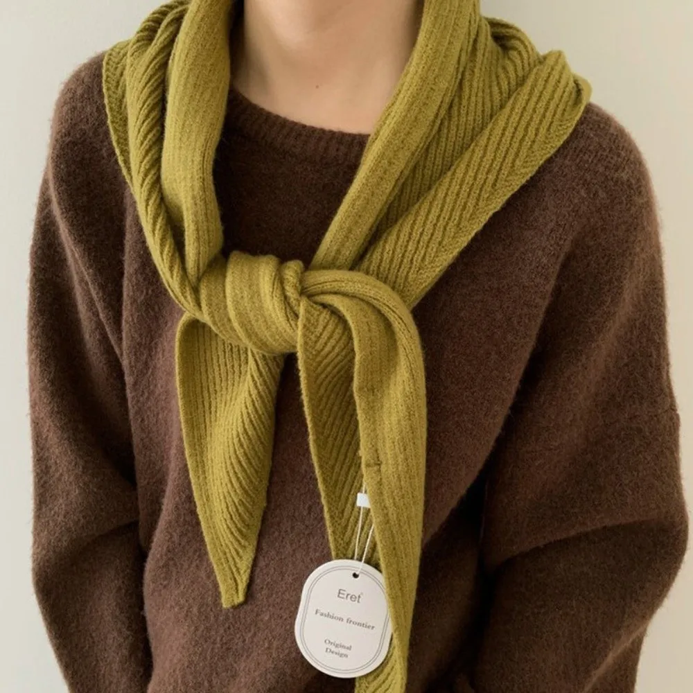 

Многофункциональный однотонный вязаный шарф, утолщенный мягкий треугольный шарф, зимний теплый ветрозащитный женский платок