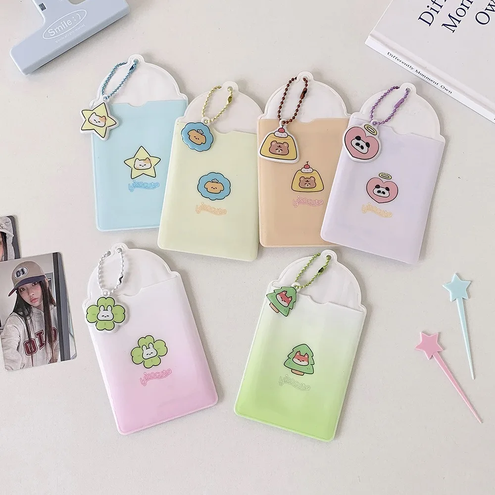 Cute PVC Photocard Holder Keychain Hanging Decoration Cartoon Animal Photo Frame Idol Card Display Protector Photo Card Holder